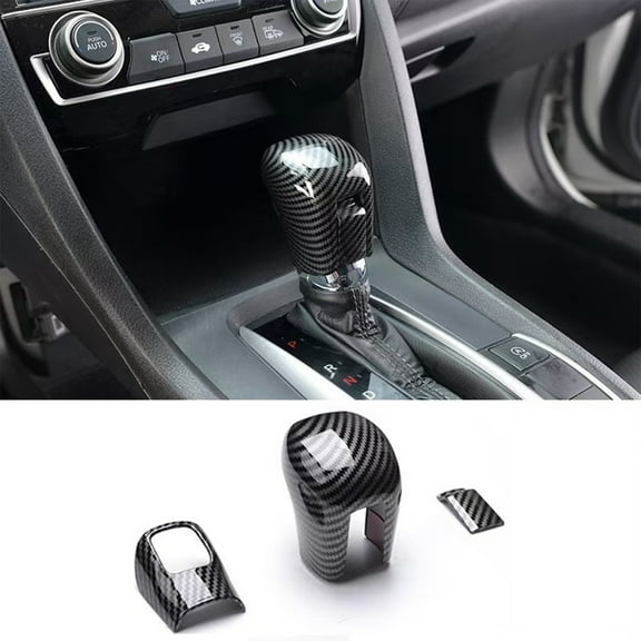 Gear Shifting Knob Cover,Car Shifting Protector Cover ABS Automatic Transmission Lever Interior Accessories For Honda Civic 10th Gen 2016-2021-black