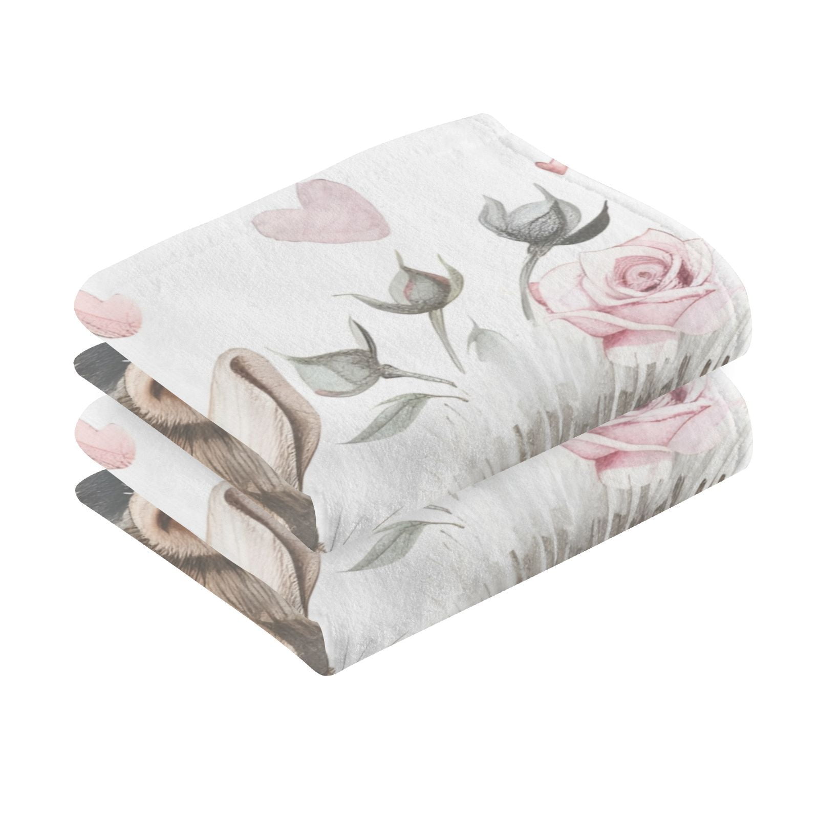Grey Squirrel Hand Towels Cotton Bath Towels Large Face Towels Absorbent for Bathroom 2 Packs