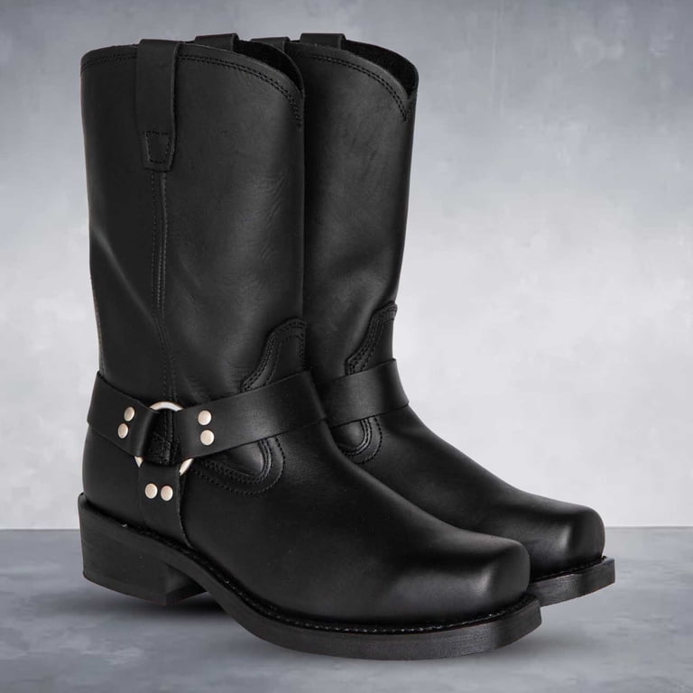 Men\'s Black Leather Western Pull-On Boots Amazon.com | The Western Shops Men main image 2