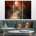 thumbnail image 3 of Designart 'Stairway Through Red Fall Forest ' Landscape Photography Canvas Print, 3 of 3