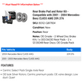 thumbnail image 2 of Rear Brake Pad and Rotor Kit - Compatible with 2001 - 2004 Mercedes-Benz CLK55 AMG 209.376 2002 2003, 2 of 2
