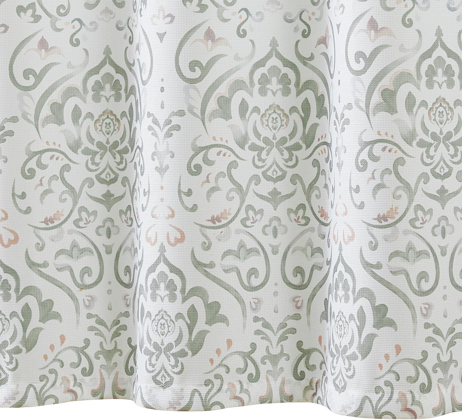 Green Grey Floral Shower Curtain, Medallion Damask Farmhouse Shower Curtains for Bathroom, Watercolor Retro Vintage Pattern Waterproof Fabric Shower Curtain, Bath Decor with Hooks 70x72 Inch