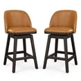 thumbnail image 3 of LUE BONA 26'' Swivel Bar Stools Set of 2, Counter Stools with Back & Footrest for Kitchen,Whiskey Brown, 3 of 8