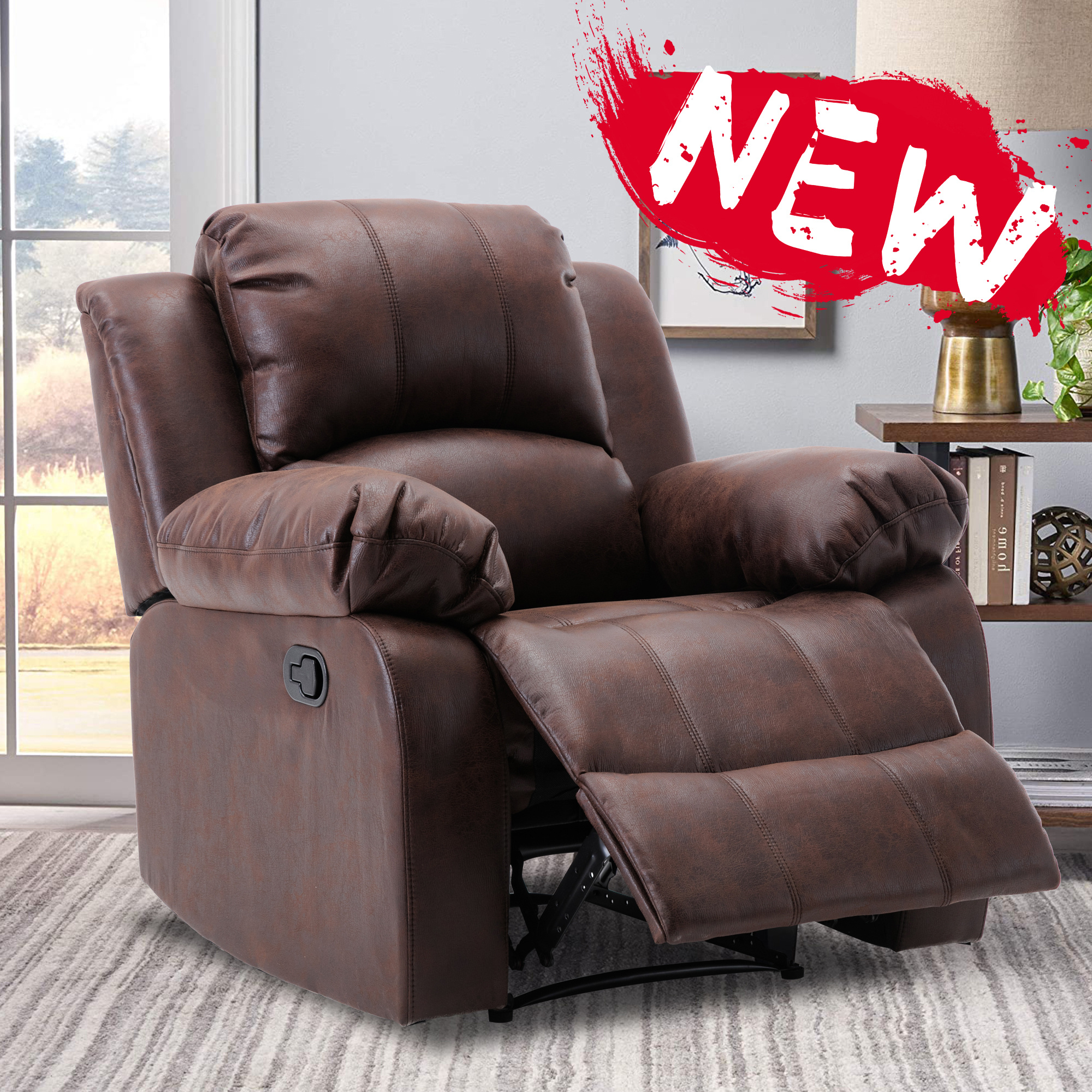 mainstays faux leather home theater recliner