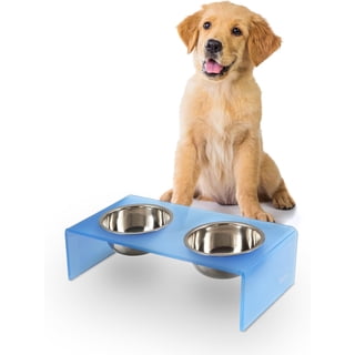 Station Surélevée 2-en-1 Pour Chien - Bols Acier Inoxydable + Support Noir (43.5x27.5x26.5cm)