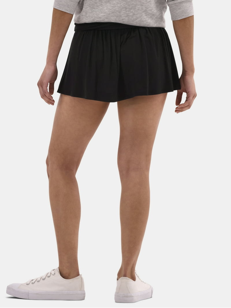No Boundaries Foldover Knit Mini Skirt for Women with Built