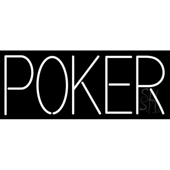 White Poker LED Neon Sign 13 x 32 - inches, Black Square Cut Acrylic Backing, with Dimmer - Bright and Premium built indoor LED Neon Sign for wall décor, arcarde, and storefront.