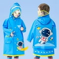 thumbnail image 4 of MIASHUI Imperméable pour Enfants Garçons Filles Poncho de Pluie Veste Imperméable Randonnée Camping Voyage Activités Scolaires, Bleu Foncé, L, 4 of 4