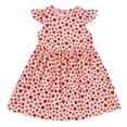 thumbnail image 2 of SGFCWSX Toddler Girls Dress Flutter Sleeve Floral Print Crew Neck Summer Casual A-Line Dress for Kids Red Size 4T, 2 of 5