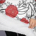 thumbnail image 3 of Oversized Wearable Blanket Hoodie,Pioneer Flower Floral Print Pattern Sherpa Blanket Hoodie with Super Pockets,Super Warm Fuzzy Pullover for Women & Men, 3 of 6
