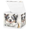 thumbnail image 2 of Storage Box With Lid 16.5x12.6x11.8In Foldable Stacked Household Storage Box Cute Watercolor Dog, 2 of 7