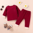 thumbnail image 3 of StylesILove Baby Boys Girls Solid Long Sleeve Henley Top & Pants 2pcs Set Unisex Toddler Ribbed Cotton Outfit (Red, 6 Months), 3 of 8