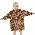 thumbnail image 3 of Brown and Black Leopard Print Blanket Hoodies for Kids 6-13YR Oversize Wearable Blanket Hoodies for Boys Girls Teens, 3 of 7