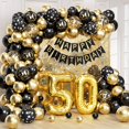thumbnail image 1 of Kit de decoración de cumpleaños Anjerlfu para 50 cumpleaños, oro negro, 1 of 7