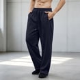 thumbnail image 5 of Qgtaibl Men's Wide Leg Sweatpants with Pockets Loose Fit Breathable Casual Workout Trousers Drawstring Elastic Waist Uncuffed Fall Joggers Dark Blue XXL, 5 of 6