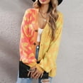 thumbnail image 6 of Arlun Women's Color Block Leopard Print Button down Long Sleeve Cardigan Sweaters Loose Fit Lightweight Soft Cozy Outwear 2025 Fall Winter Clothes for Women Yellow XL, 6 of 8