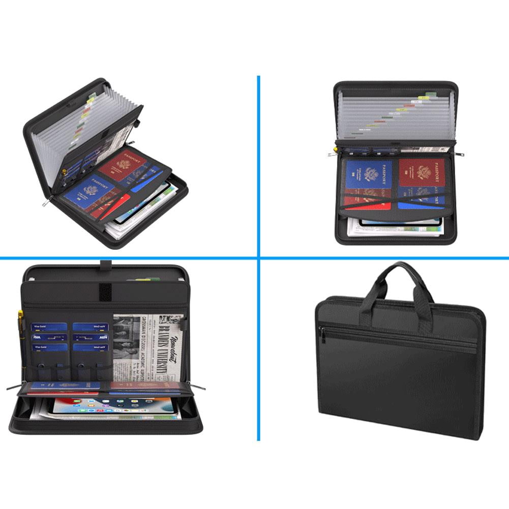 File Folder, Large Capacity A4 Fireproof File Folder with Handle, Expanding Files Organizer with 26 Pockets, Fireproof and Waterproof with Colored Tabs, Accordion Folders Documents