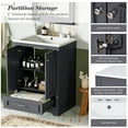 thumbnail image 6 of Mid-Century Bathroom Vanity With Sink, 24 Inch Modern Bathroom Vanities Cabinet With 2 Doors And 1 Drawer, Adjustable Shelves, Wood Frame, Soft Closing, Metal Handles, 6 of 9