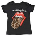 thumbnail image 1 of The Rolling Stones - Camiseta Lengua de Estampado de Leopardo de Algodón para Mujer (Negro), 1 of 2