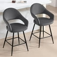 thumbnail image 2 of ANMINY Swivel Bar Stools Velvet Upholstered Modern Bar Chairs, Set of 2, 26" Counter Height Bar Stools with Hollow Back Island Stools for Home Bar Kitchen Pub, 2 of 11