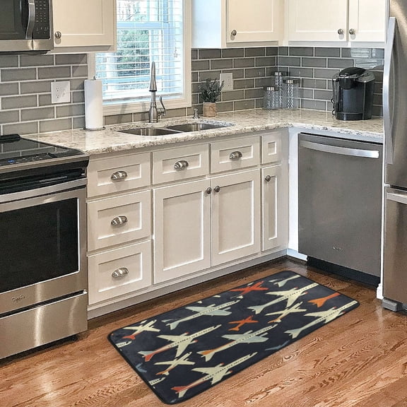 Long Floor Mat 39x20Inch Kitchen Mat Bathroom Mat Living Room Mat Bedroom Mat, Absorbent, Delicate Fabric, No Ball, Do Not Fade Yellow Plane