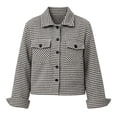 thumbnail image 4 of Fall Jackets For Women Plaid Winter Coats Fashion Lapel Button Down Long Sleeve Cropped Jacket Wiht Pockets, 4 of 4