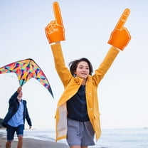 COFEST Giant Foam Finger for Sports Fans, Large Foam Hand Pointing Finger, Comfortable EVA Foam Sport Accessory, Colorful Sports Event Cheering Hand Orange