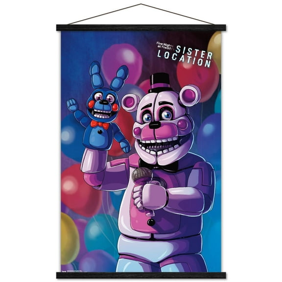 Five Nights at Freddy's: Sister Location - Funtime Freddy Wall Poster with Wooden Magnetic Frame, 22.375" x 34"