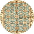 thumbnail image 1 of Ahgly Company Machine Washable Indoor Round Abstract Dark Gold Brown Area Rugs, 7' Round, 1 of 7