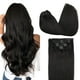 thumbnail image 1 of - Extensiones de cabello humano liso Remy con clip, color negro natural, grueso, 14 pulgadas, 7 piezas, 120 gramos, 1 of 5