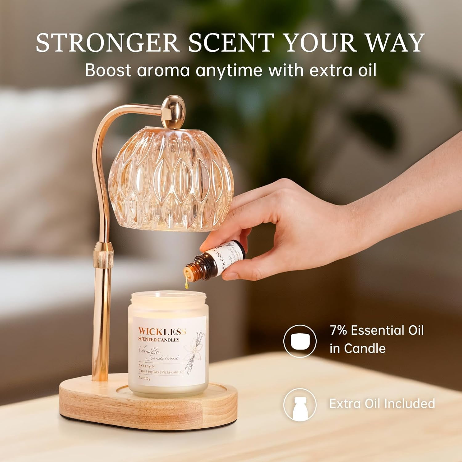 Vanilla Sandalwood Wickless Candle for Candle Warmer Lamp with 10ml Essential Oil for Custom Aroma, Flameless Non-Toxic Soy Scented Candle for Home, Valentine's Day or Birthday Gift for Women & Men