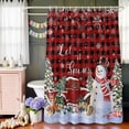 thumbnail image 6 of Christmas Snowman Shower Curtain Set with Hooks, Red Farm Truck Xmas Tree Waterproof Fabric Bathroom Curtains Decor Home Accessories,72X 96 Inch Extra Long, 6 of 9