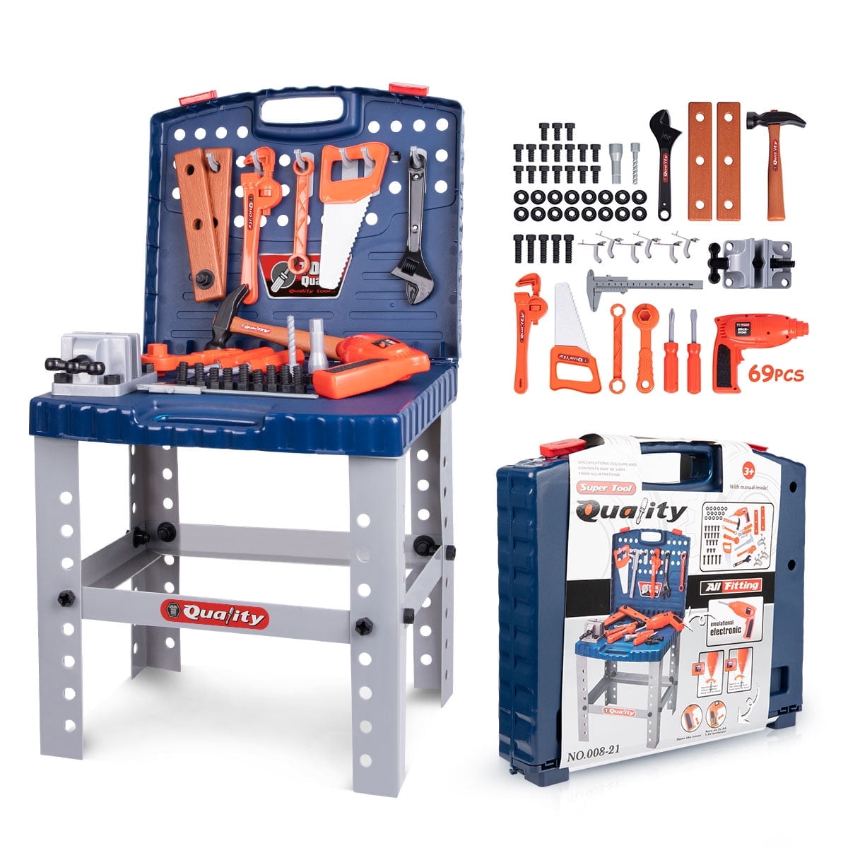 69 Pcs Kids Tool Bench, Foldable Pretend Workbench Toy Tool Set, Realistic Power Tools Workshop with Electric Drill for 2-10 Year Old Boy, Tool Bench, 69 Pcs Kids Tool Bench, Foldable Pretend Workbench Toy Tool Set, Realistic Power Tools Workshop with Electric Drill for 2-10 Year Old Boy, Tool Bench,