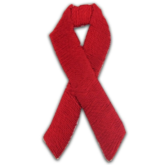 PinMart Red Awareness Ribbon Embroidered Applique Sticker - 10 PACK