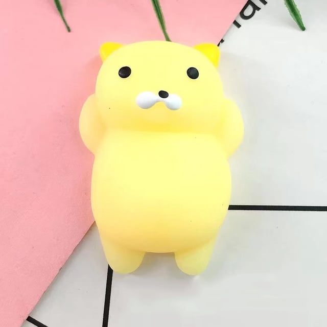Juguete antiestrés para apretar, juguete blando de PVC, juguete de descompresión, regalo de fiesta para la oficina y el hogar, gato amarillo