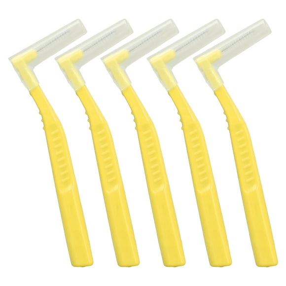 Cepillos interdentales en forma de L (5 piezas) - Eliminación eficaz de placa para el cuidado de los dientes (amarillo)