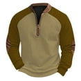 thumbnail image 2 of Plus Size Sweatshirts for Men Big & Tall S-5X Long Sleeve Fleece Lined Shirts with Zipper Crewneck Pullover Color Block Thermal Warm Sweatshirt Tops, 2 of 3
