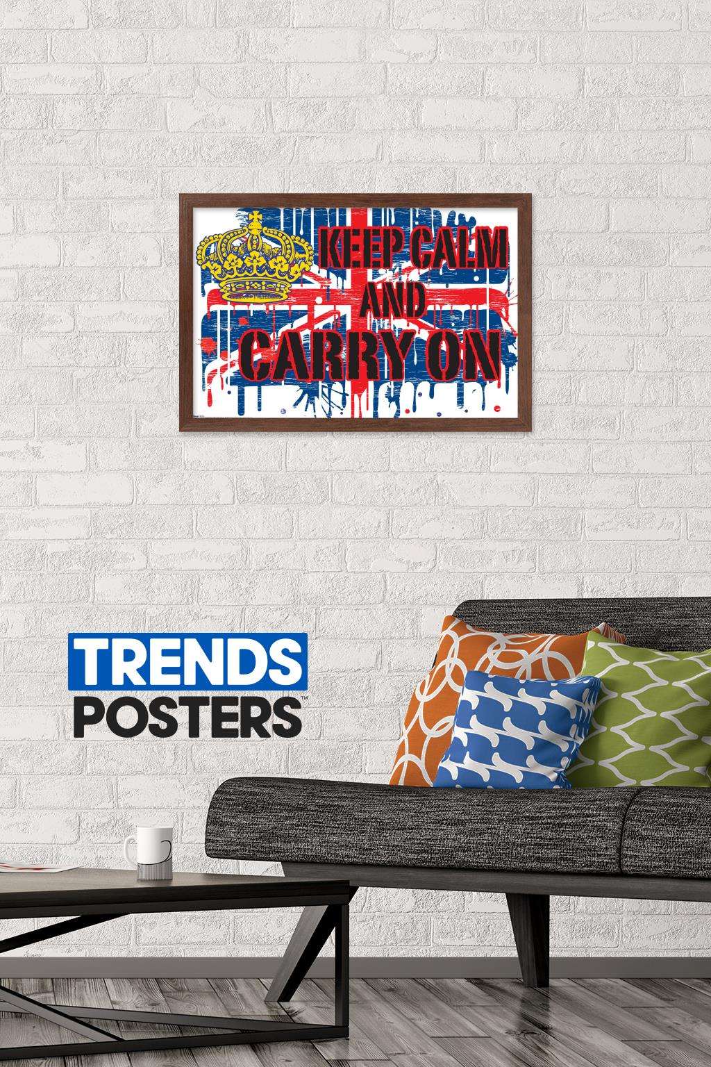 Keep Calm Wall Poster, 14.725" x 22.375", Framed
