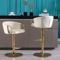 thumbnail image 3 of Swivel Bar Stools Set of 2,Height Adjustable Velvet Dining Chairs with Chrome Footrest and Base,Mechanical Lifting Side Chair for Dining Room, Kitchen,Living Room, 3 of 7