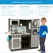 Melissa & Doug Chefs Wooden Pretend Play Kitchen for Kids With “Ice” Cube Dispenser – Charcoal Gray - FSC Certified