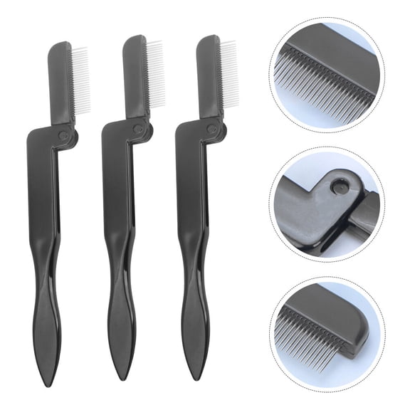 BESTYASH 3Pcs Black Foldable Eyebrow Brushes Eyelash Combs for Daily Makeup Grooming