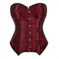 thumbnail image 2 of Elainilye Fashion Corset Tops for Women Lace Patchwork Color Gothic Court Evening Wear Shaping Top Corsets Underbust,Red, 2 of 8
