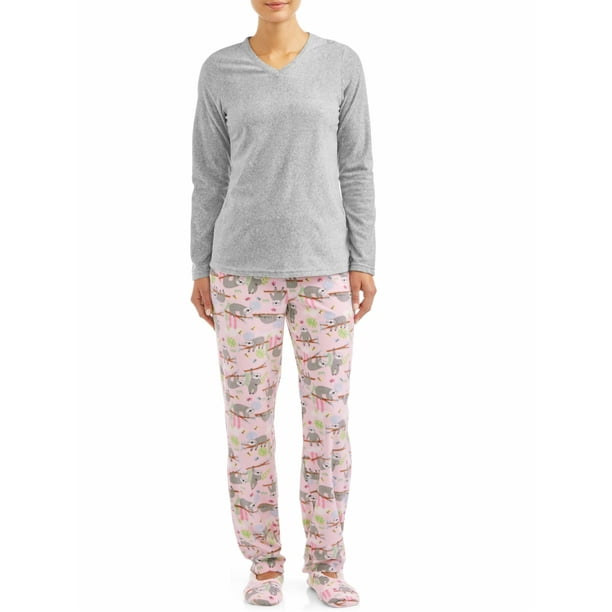 Hanes - Hanes Women's 3-Piece Pajama Set with Sherpa Slippers - Walmart ...