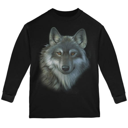 Timber Wolf Face Youth Long Sleeve T Shirt