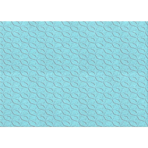 Ahgly Company Indoor Rectangle Patterned Blue Turquoise Green Area Rugs, 8' x 12'