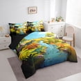 thumbnail image 2 of Feelyou Cartoon Dinosaur Bedding Comforter Set for Kids, Nature Jungle Wildlife Queen Bedding Sets, Green Blue, Black Reversible, 7pcs, 2 of 7