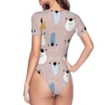 thumbnail image 4 of The Xecao Cute Hand Drawn Bear Women's Crew Neck Body Suit, a short-sleeved bodysuit and basic swimsuit, both comfort and style for dating and daily life, 4 of 9