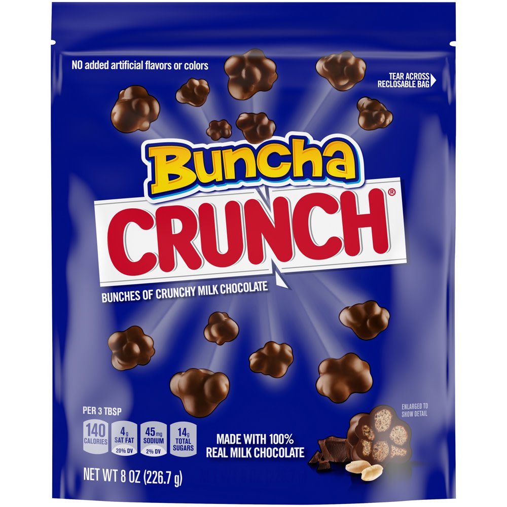 Buncha Crunch 100 Real Milk Chocolate Candy, 8 oz Reclosable Bag