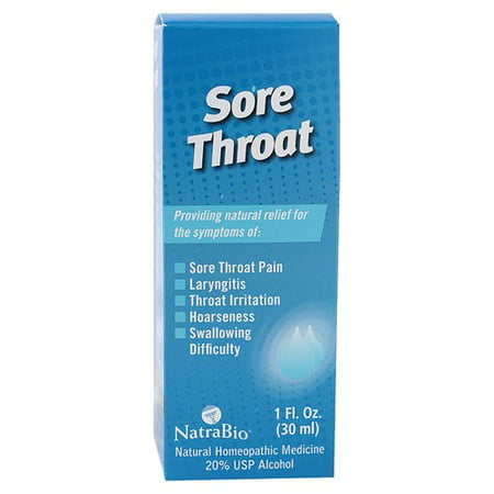 NatraBio Sore Throat Spray, 1 Fl Oz