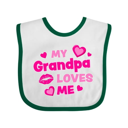 

Inktastic My Grandpa Loves Me with Hearts and Kiss Gift Baby Boy or Baby Girl Bib